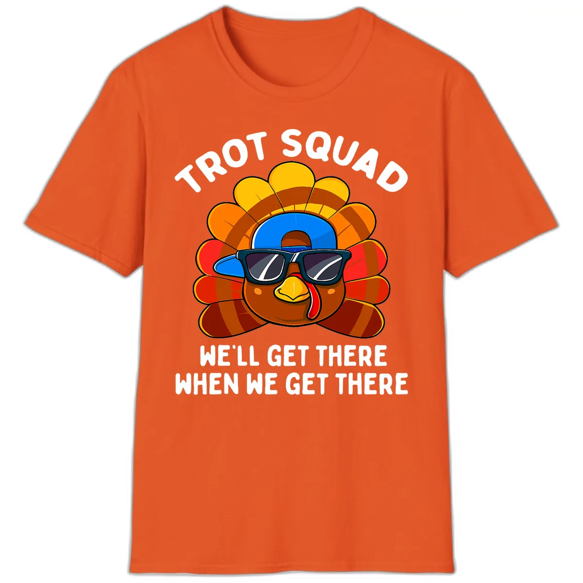 Trot Squad Turkey Thanksgiving T-Shirt in Orange