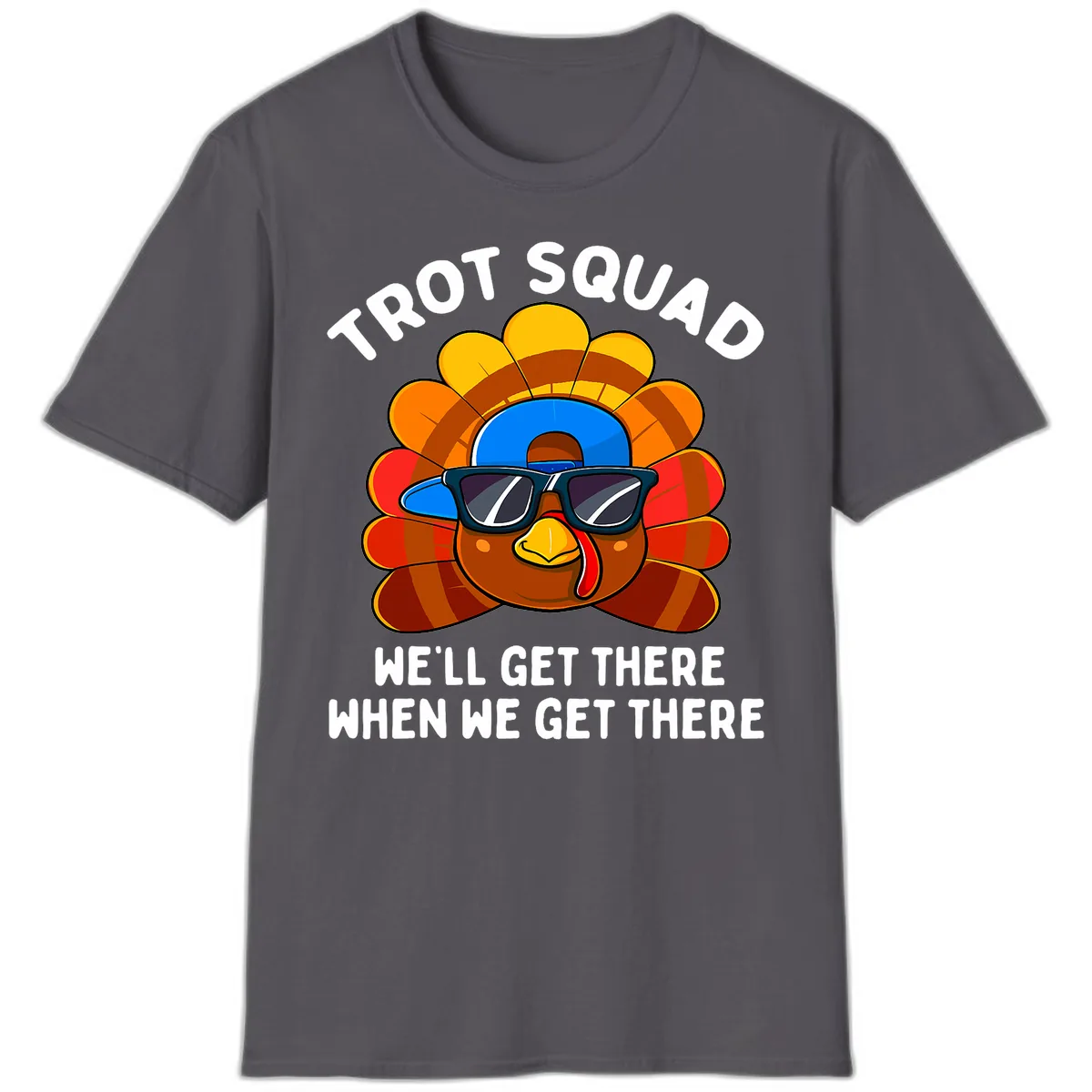 Trot Squad Turkey Thanksgiving T-Shirt in Charcoal