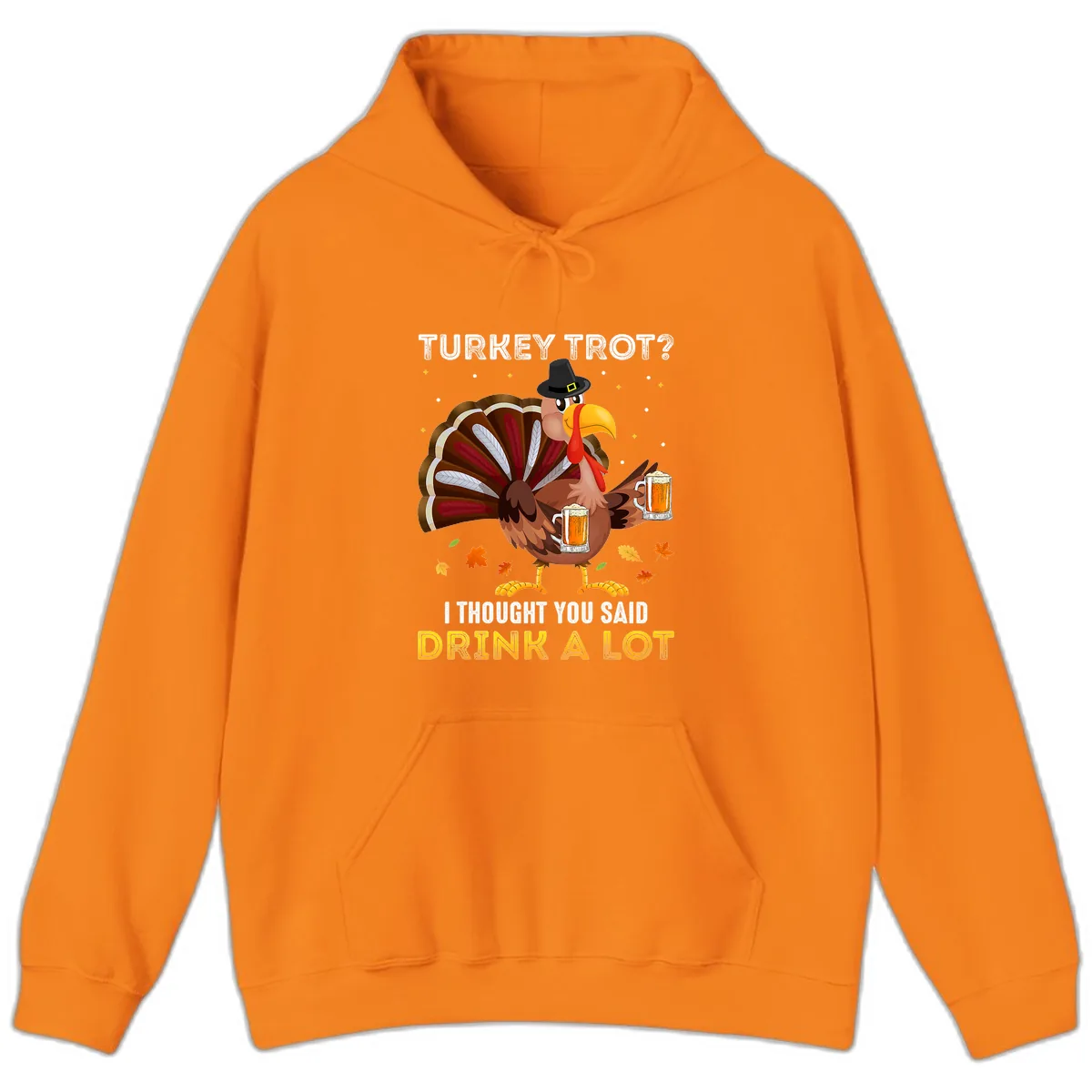 Turkey Trot Drink A Lot Hoodie in Safety Orange