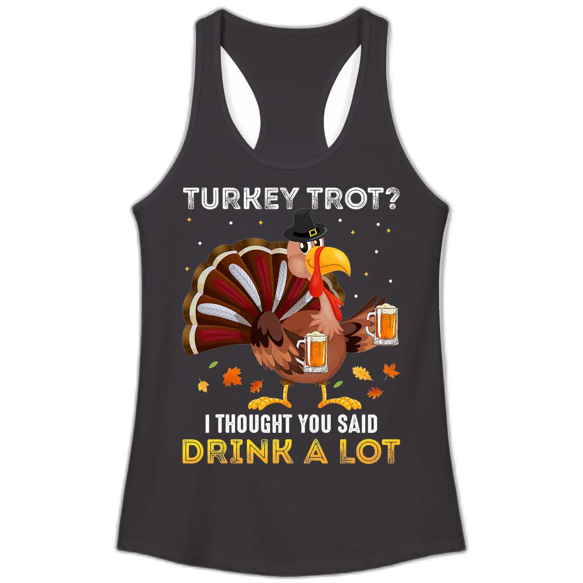 Turkey Trot Drink A Lot Ladies Tank in Black