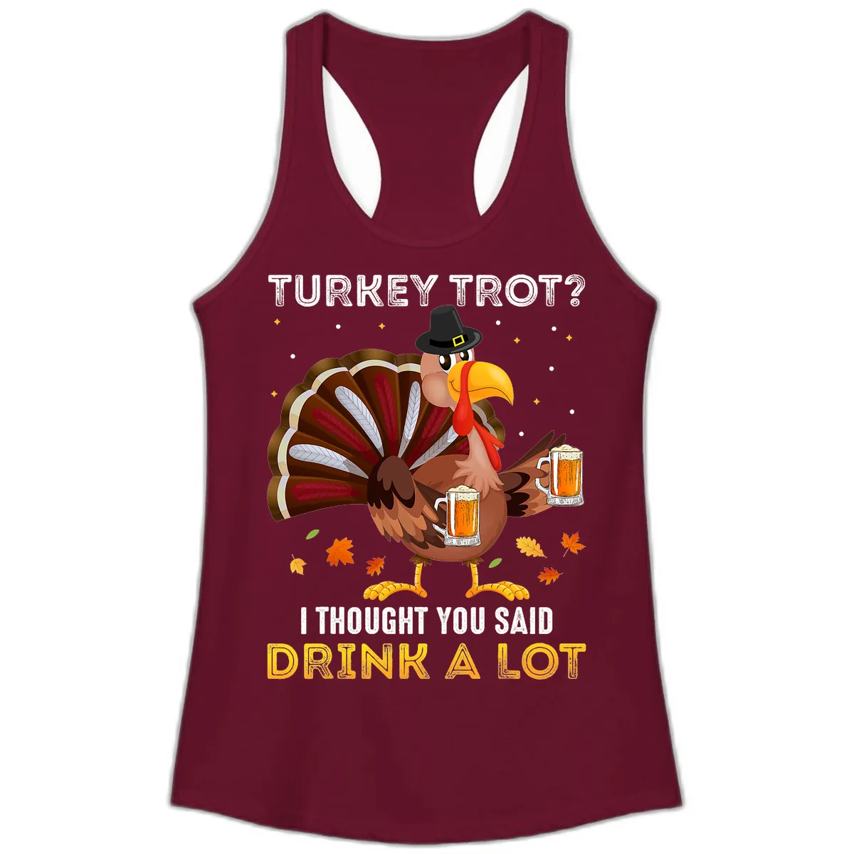 Turkey Trot Drink A Lot Ladies Tank in Solid Cardinal Red