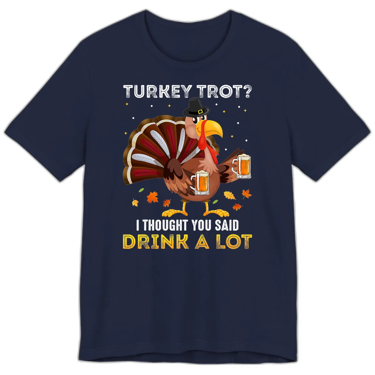 Turkey Trot Drink A Lot Premium T-Shirt in Navy