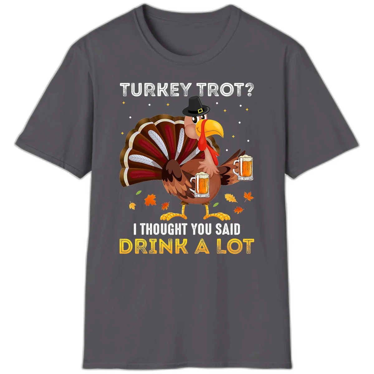 Turkey Trot Drink A Lot T-Shirt in Charcoal