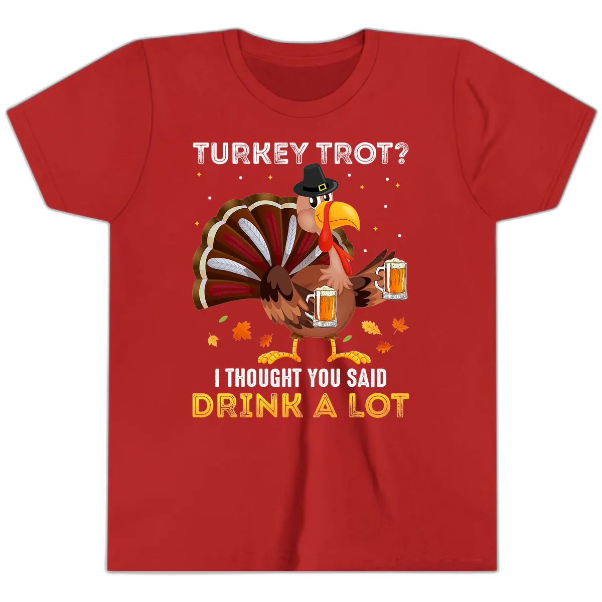Turkey Trot Drink A Lot Youth T-Shirt in Red
