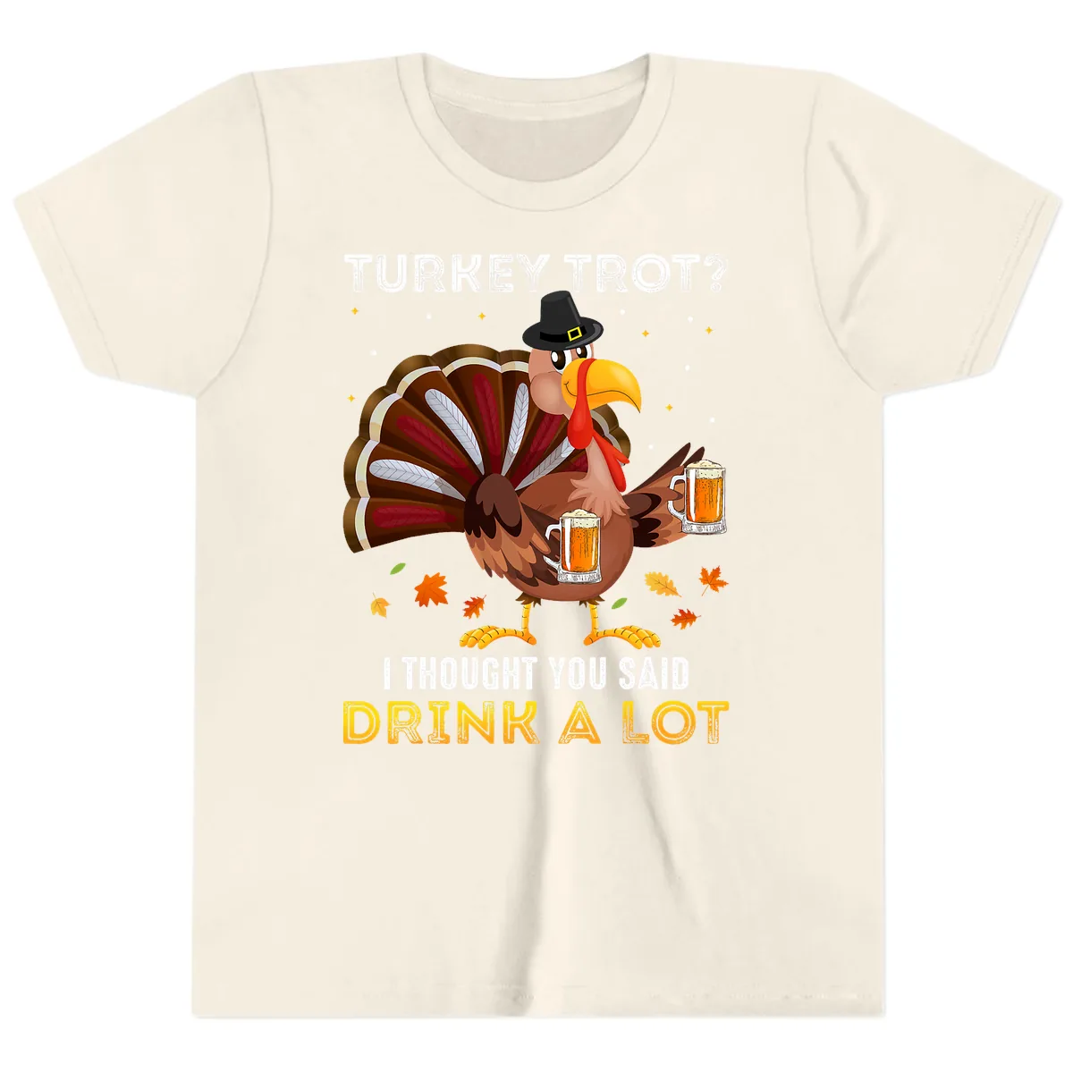 Turkey Trot Drink A Lot Youth T-Shirt in Natural