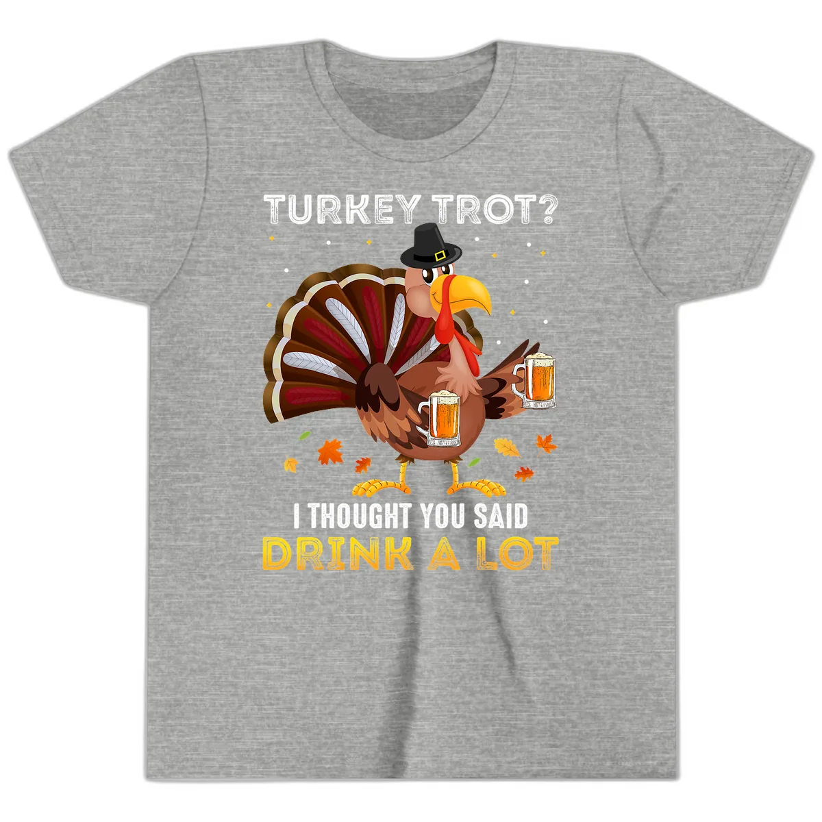 Turkey Trot Drink A Lot Youth T-Shirt in Athletic Heather
