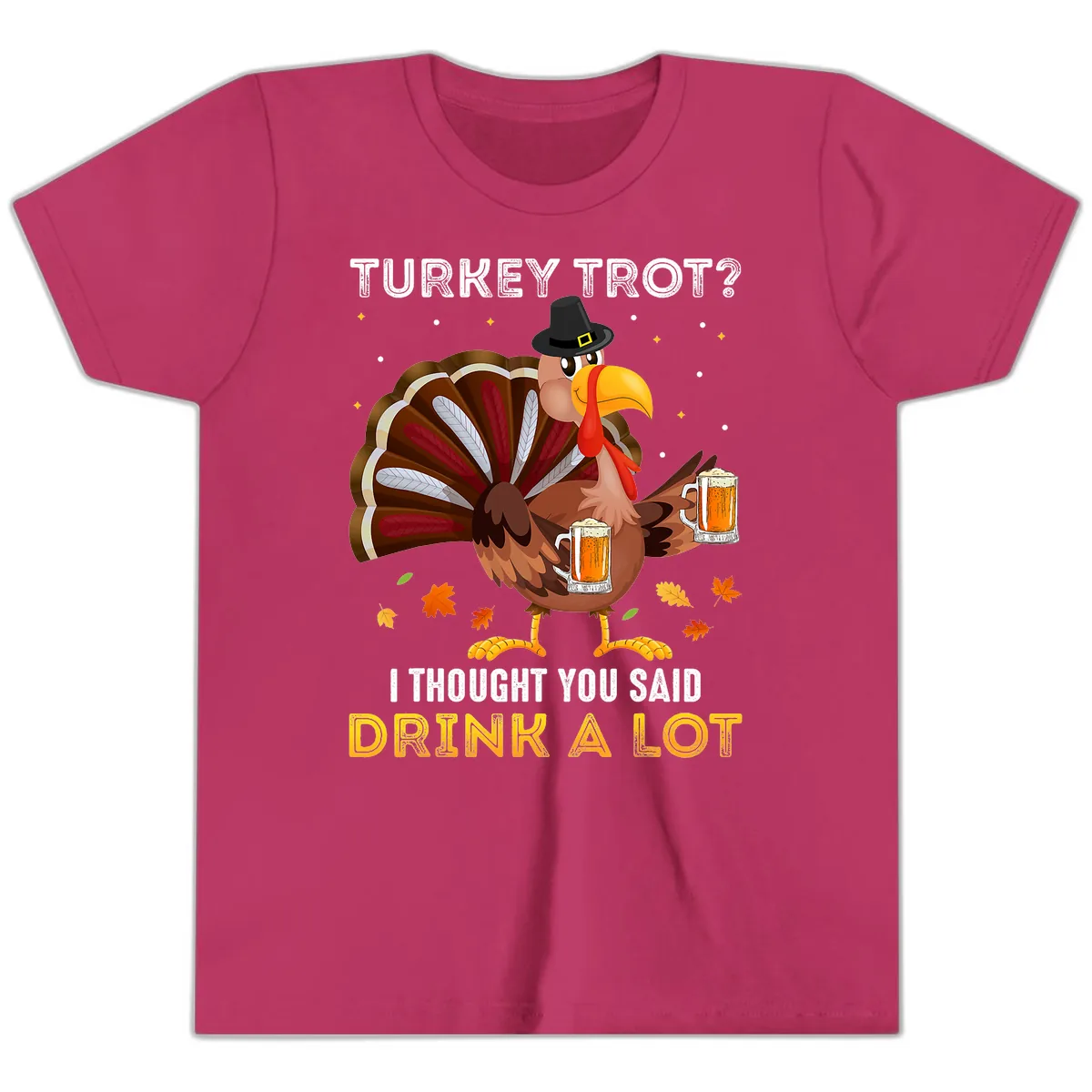 Turkey Trot Drink A Lot Youth T-Shirt in Berry