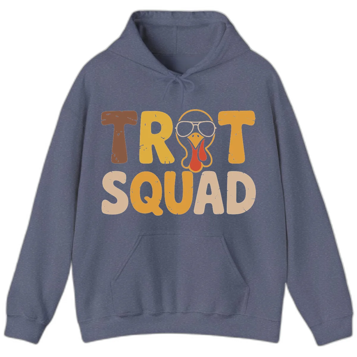 Turkey Trot Squad Graphic Hoodie in Heather Navy