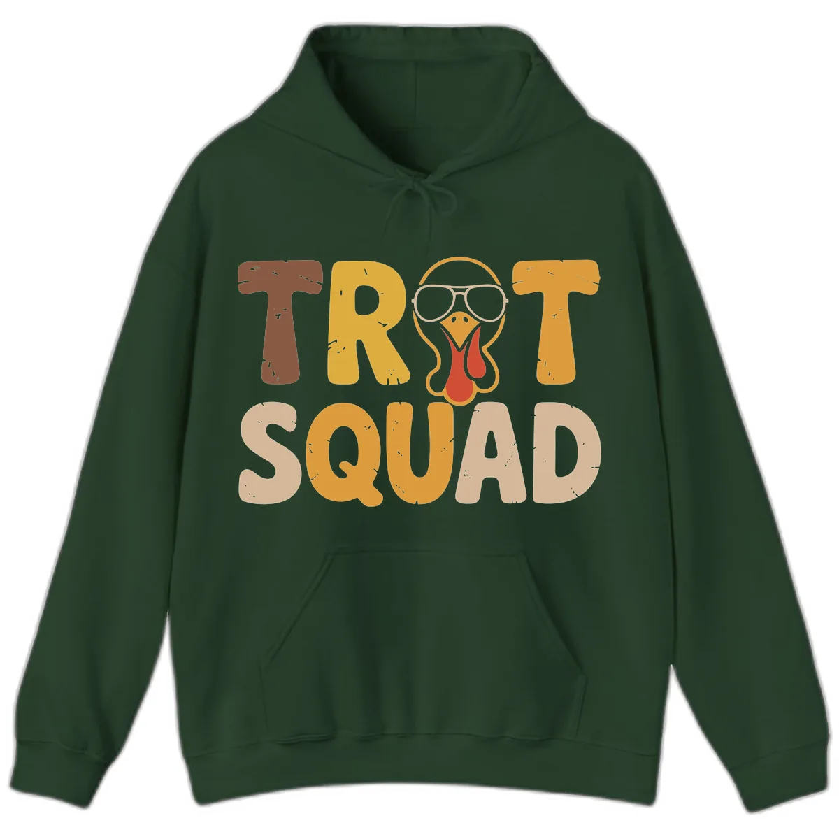 Turkey Trot Squad Graphic Hoodie in Forest Green