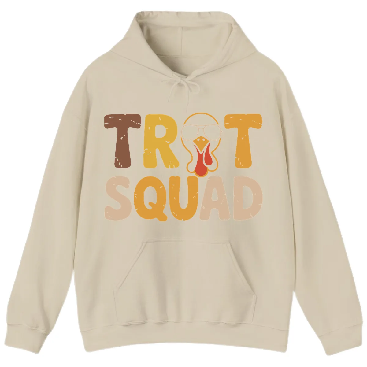 Turkey Trot Squad Graphic Hoodie in Sand