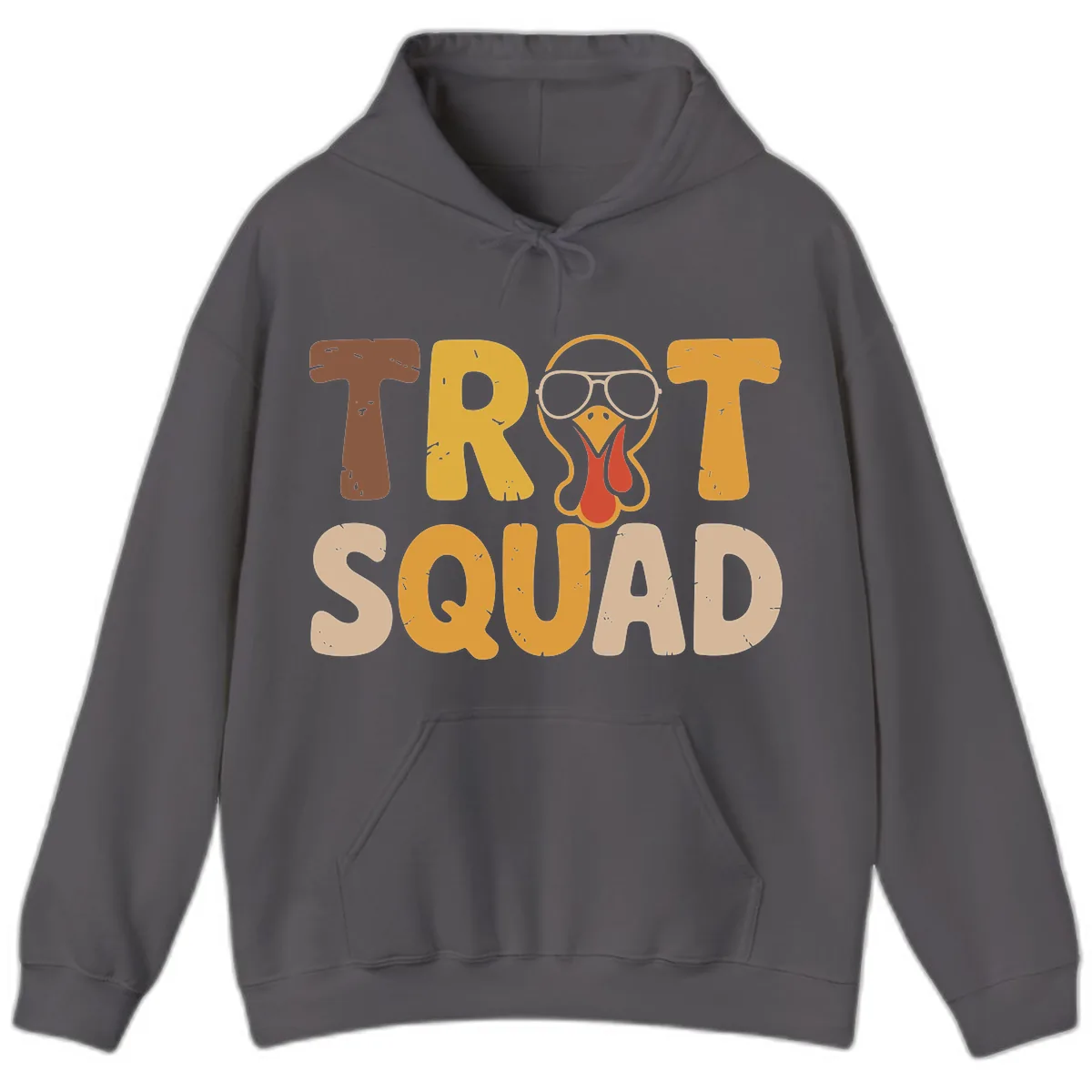 Turkey Trot Squad Graphic Hoodie in Charcoal