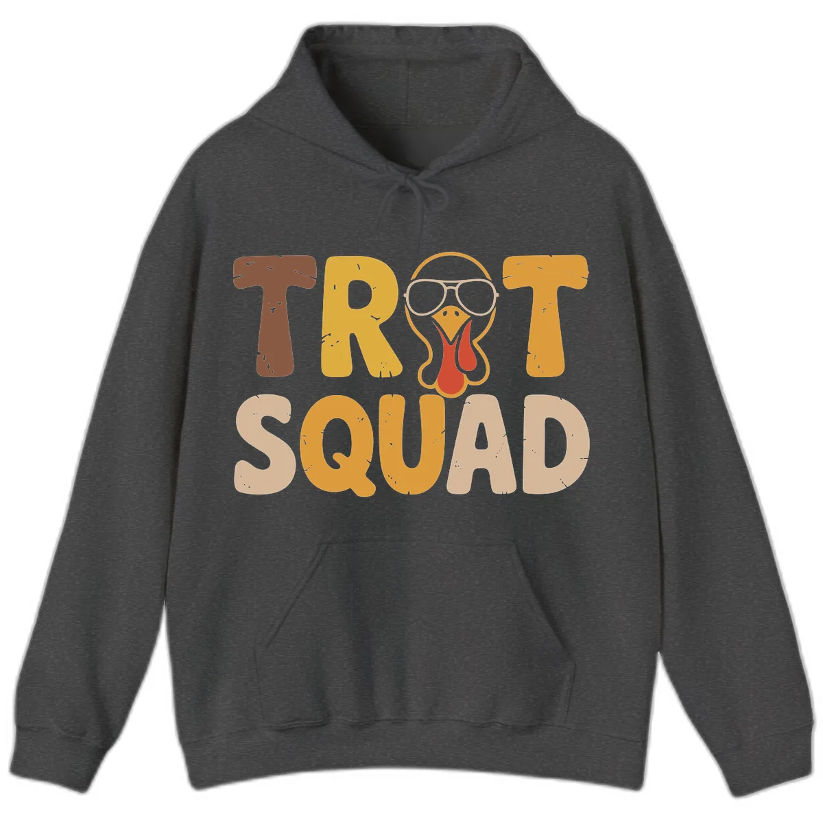 Turkey Trot Squad Graphic Hoodie in Dark Heather
