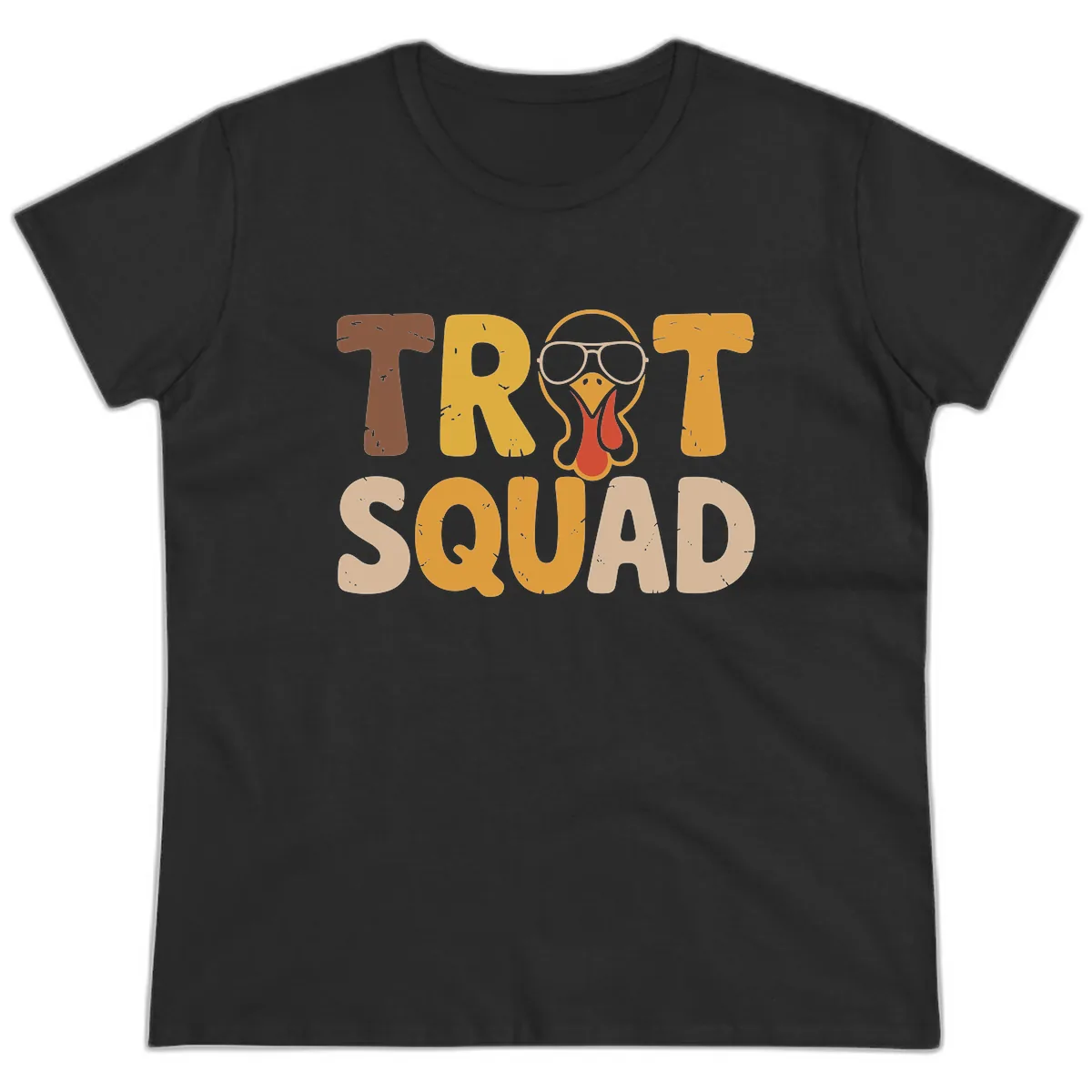 Turkey Trot Squad Graphic Ladies Tee in Black