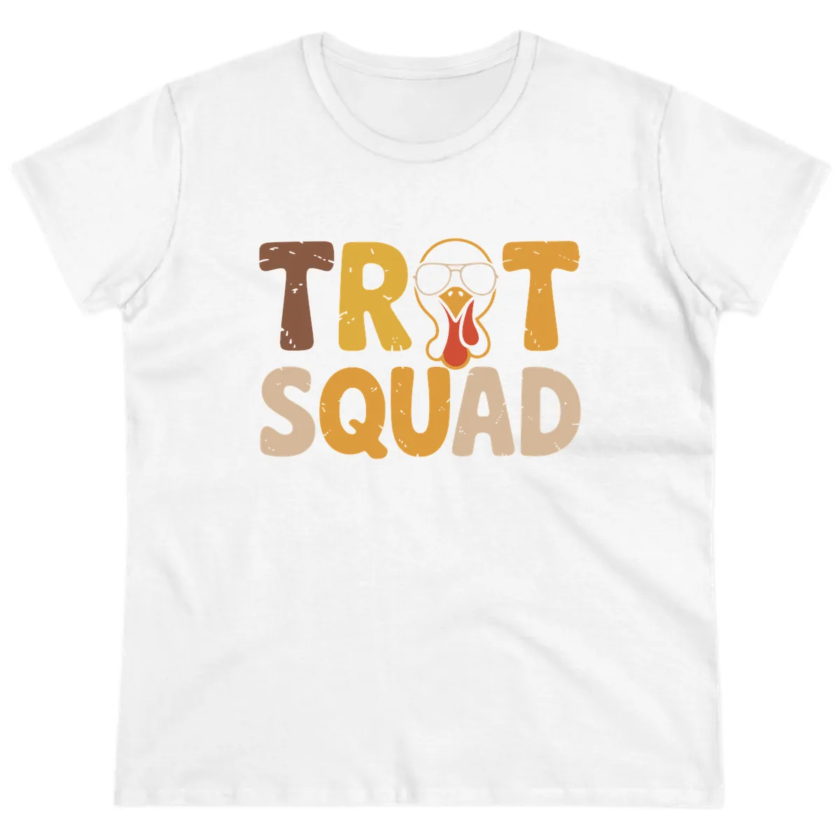 Turkey Trot Squad Graphic Ladies Tee in White