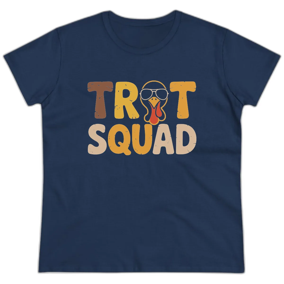 Turkey Trot Squad Graphic Ladies Tee in Navy
