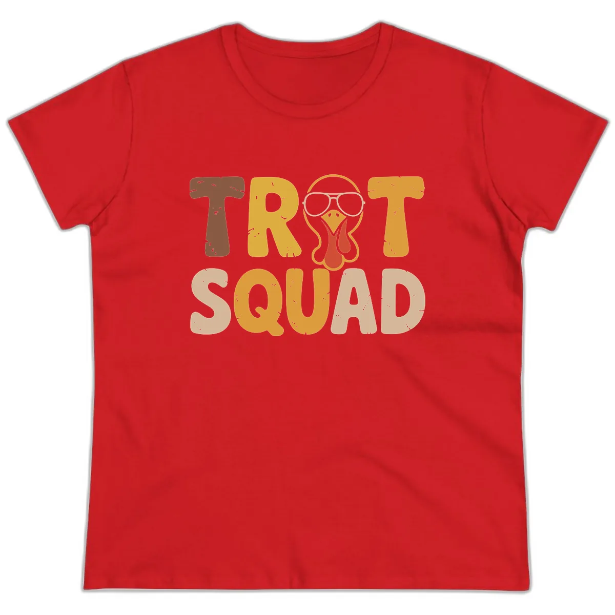 Turkey Trot Squad Graphic Ladies Tee in Red