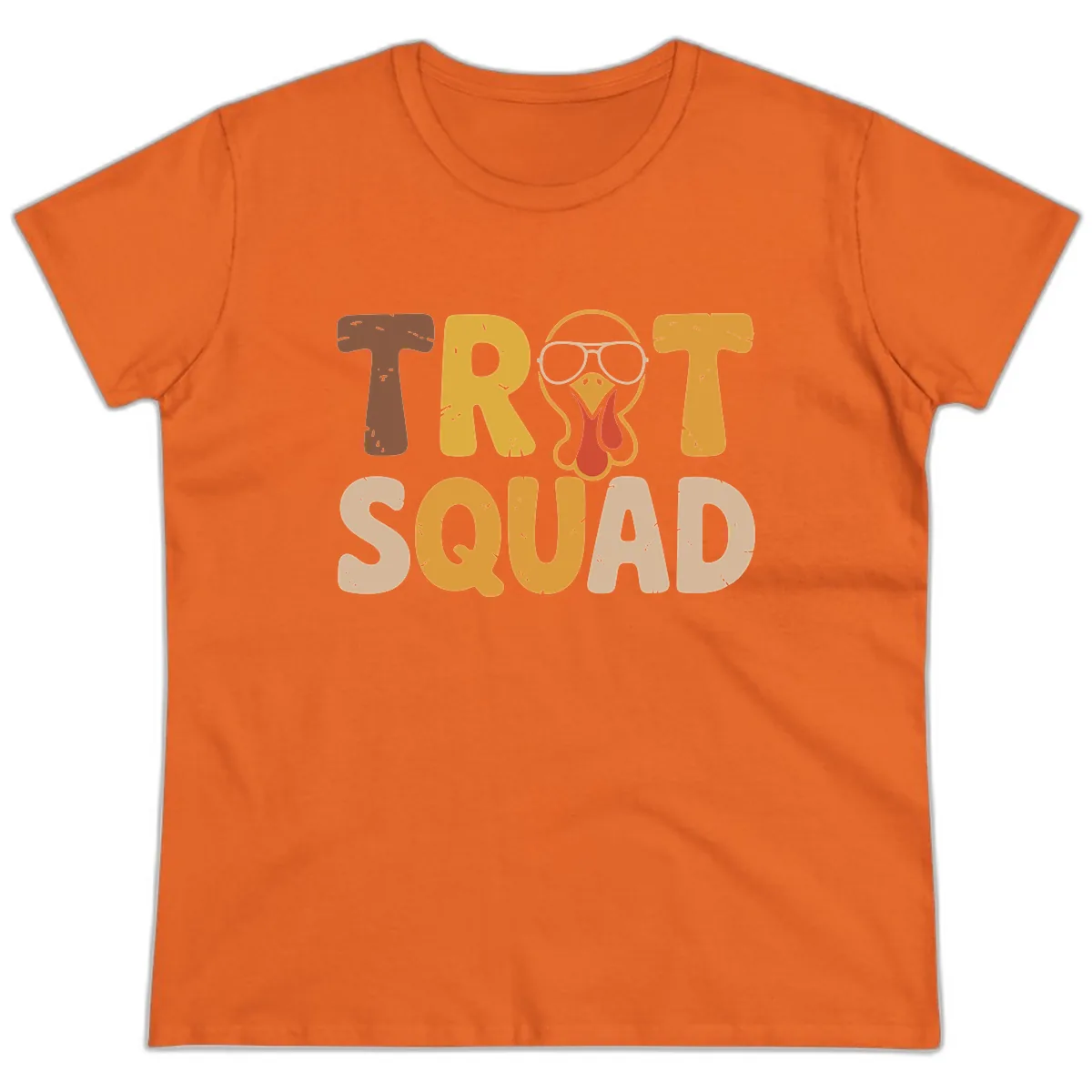 Turkey Trot Squad Graphic Ladies Tee in Orange