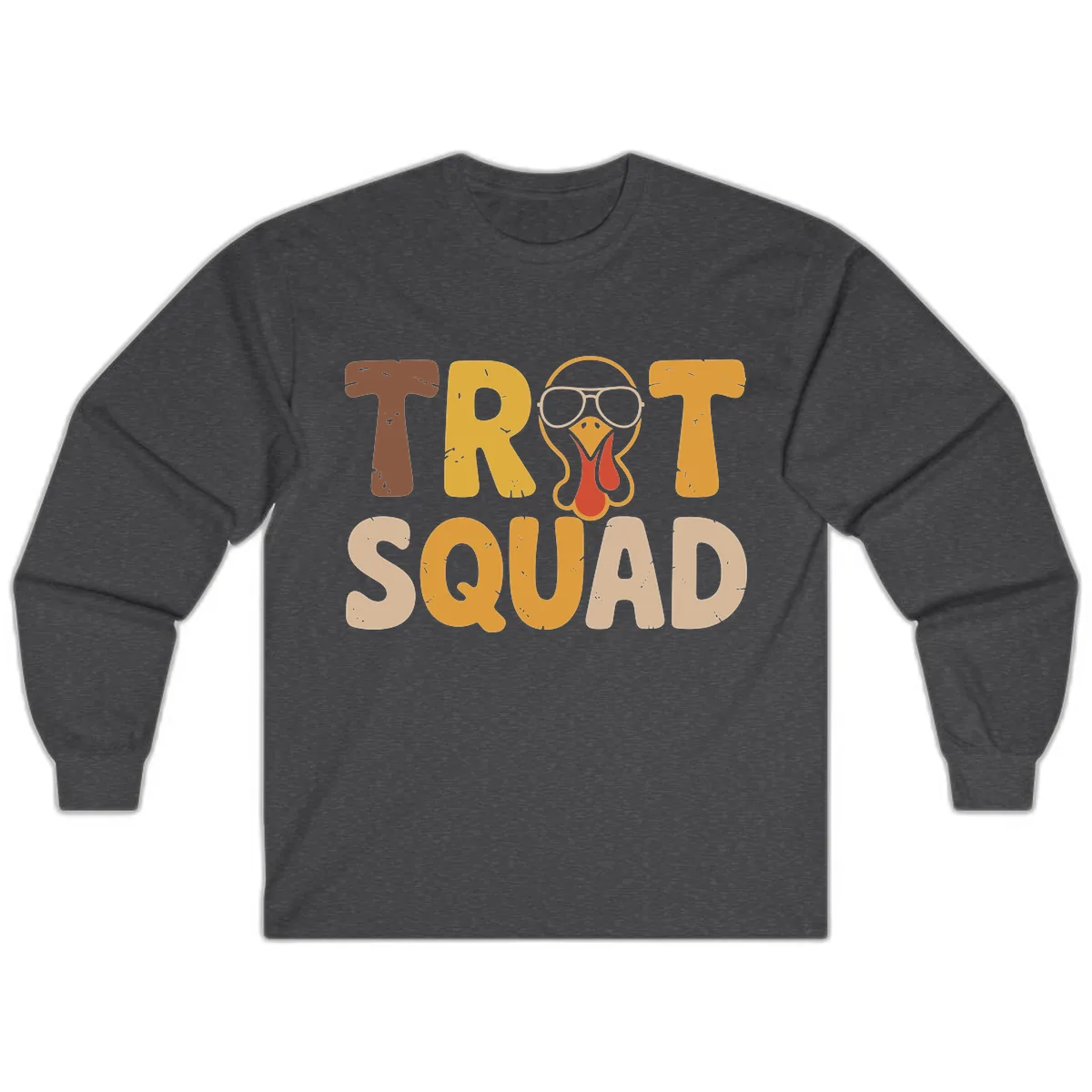 Turkey Trot Squad Graphic Long Sleeve in Dark Heather