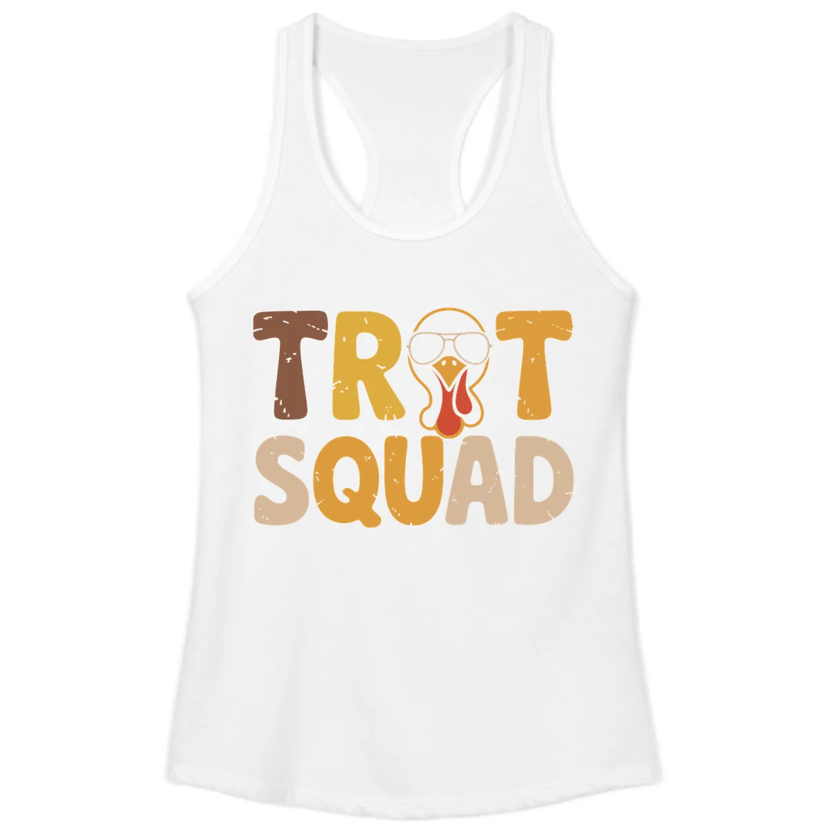 Turkey Trot Squad Graphic Ladies Tank in White