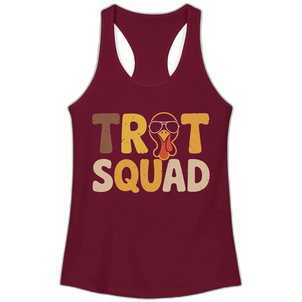 Turkey Trot Squad Graphic Ladies Tank in Solid Cardinal Red