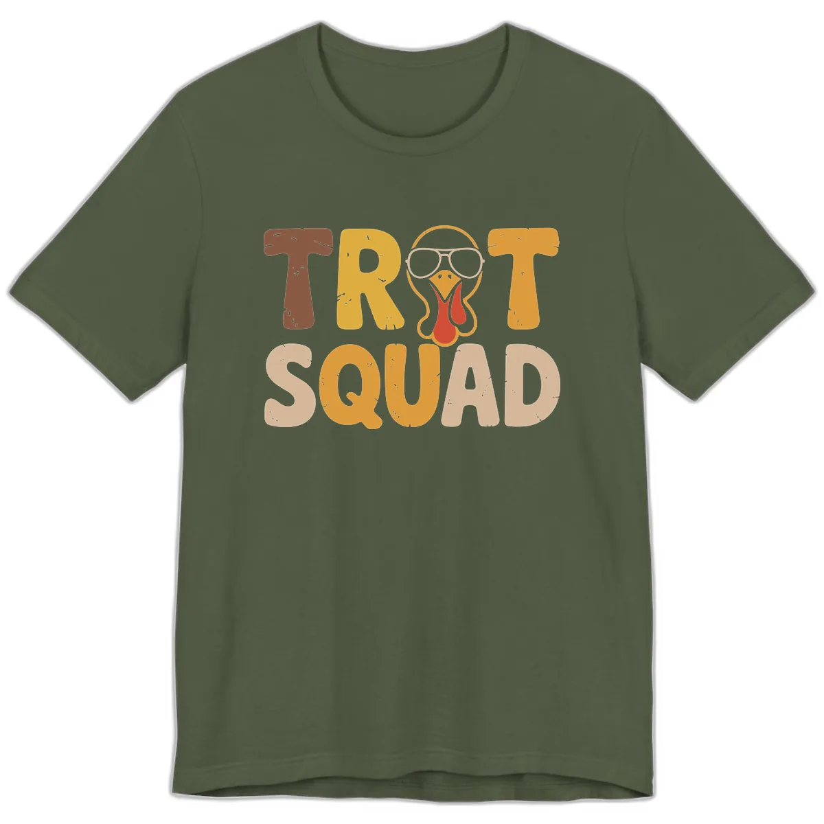 Turkey Trot Squad Graphic Premium T-Shirt in Military Green