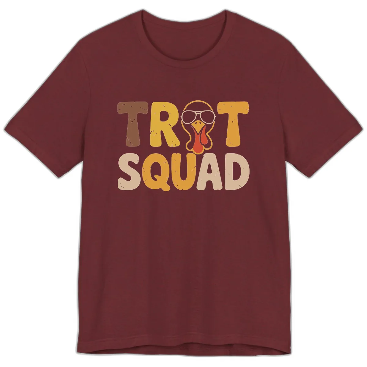 Turkey Trot Squad Graphic Premium T-Shirt in Heather Cardinal