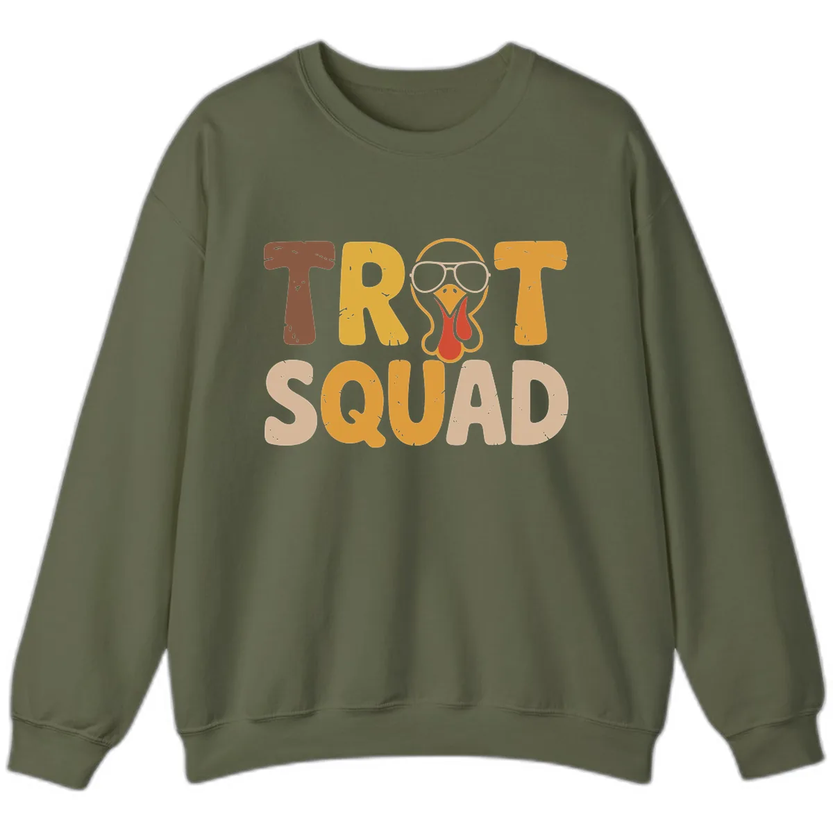 Turkey Trot Squad Graphic Sweatshirt in Military Green