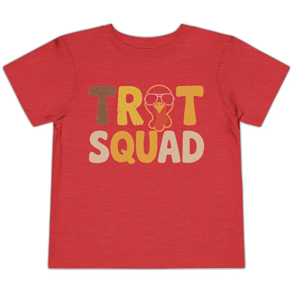 Turkey Trot Squad Graphic Toddler T-Shirt in Heather Red