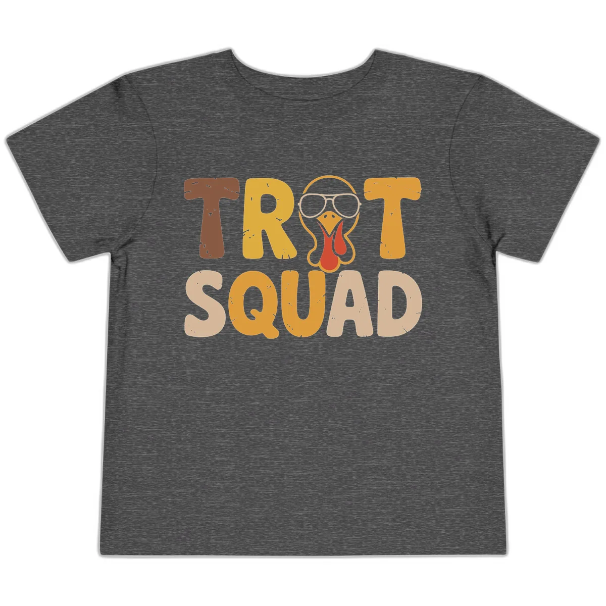 Turkey Trot Squad Graphic Toddler T-Shirt in Dark Heather Grey