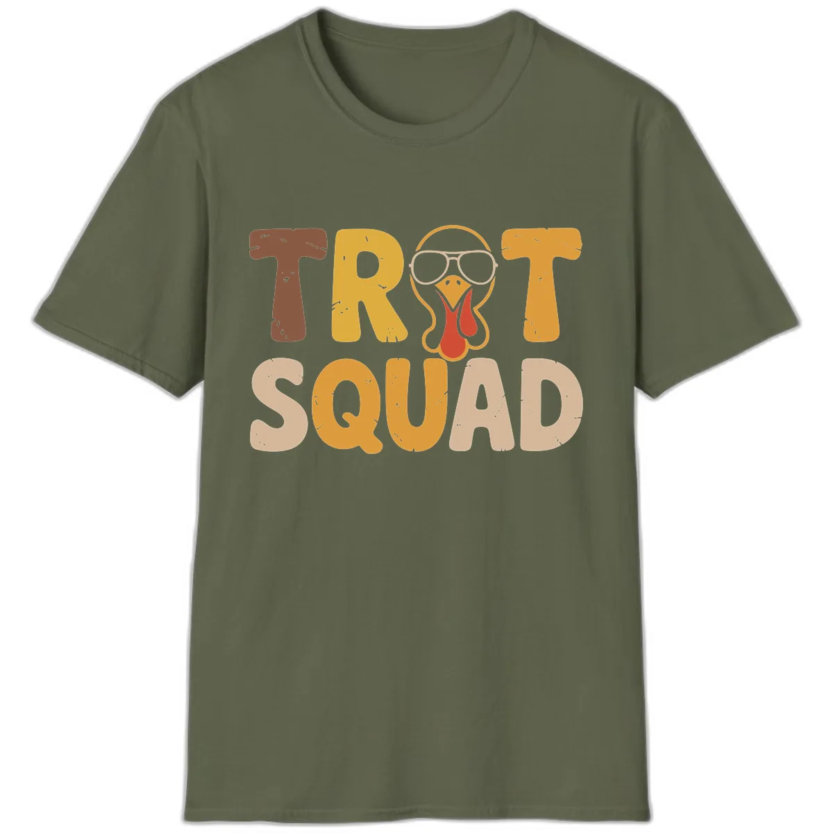 Turkey Trot Squad Graphic T-Shirt in Military Green