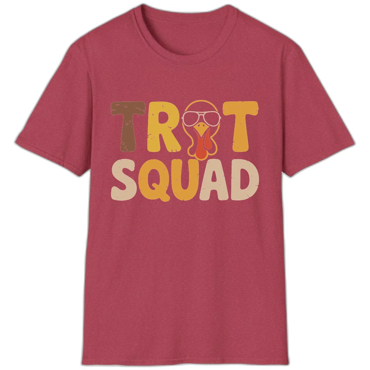 Turkey Trot Squad Graphic T-Shirt in Heather Cardinal