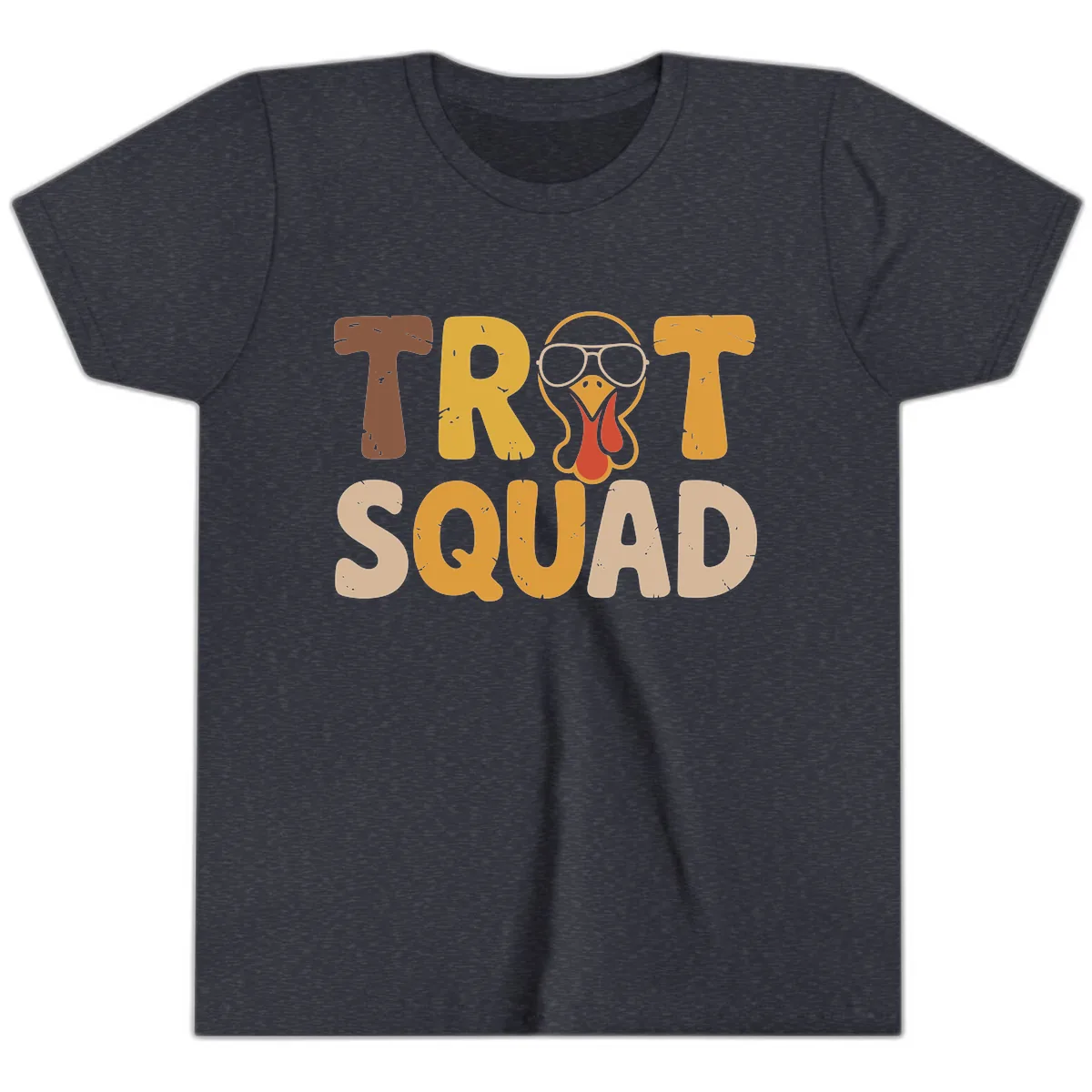 Turkey Trot Squad Graphic Youth T-Shirt in Heather Navy
