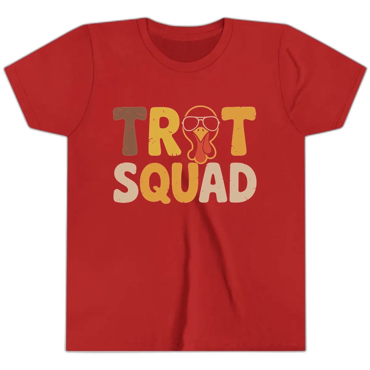 Turkey Trot Squad Graphic Youth T-Shirt in Red