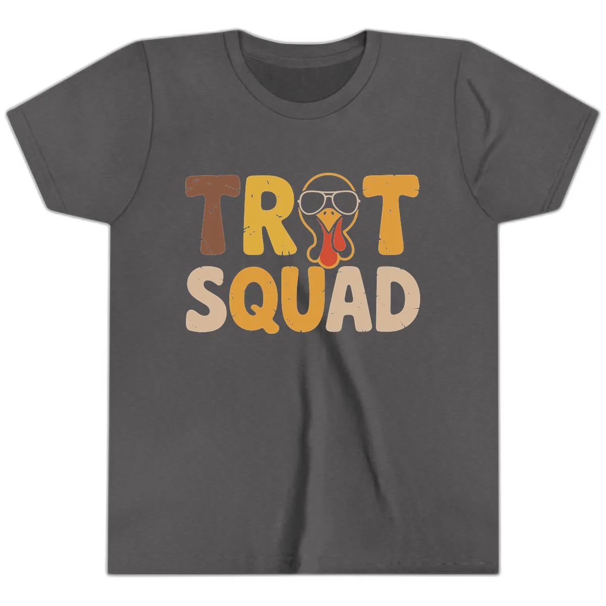 Turkey Trot Squad Graphic Youth T-Shirt in Dark Heather Grey