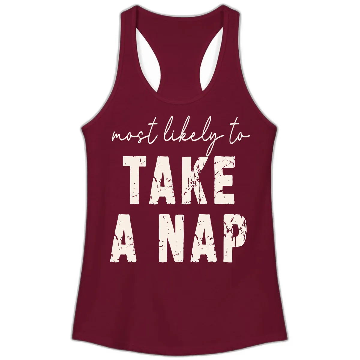 Most Likely To Take A Nap Ladies Tank in Solid Cardinal Red