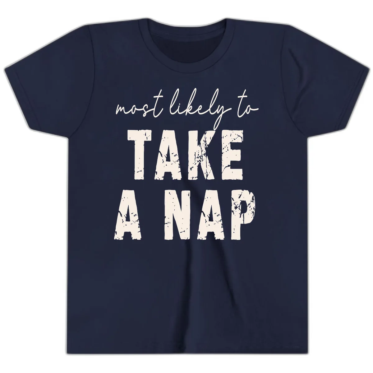Most Likely To Take A Nap Youth T-Shirt in Navy