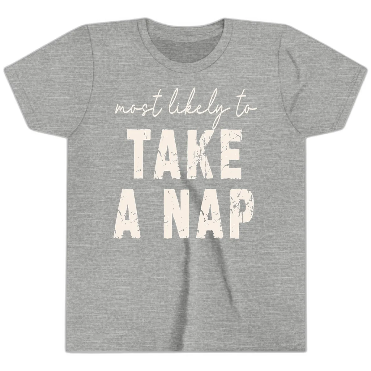 Most Likely To Take A Nap Youth T-Shirt in Athletic Heather
