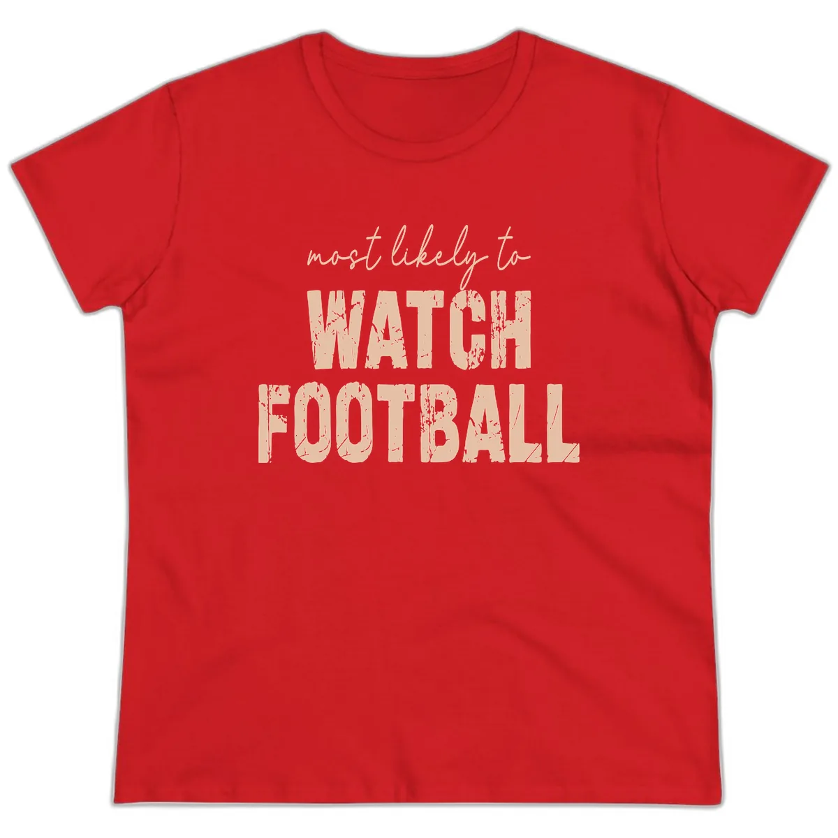 Most Likely To Watch Football Ladies Tee in Red