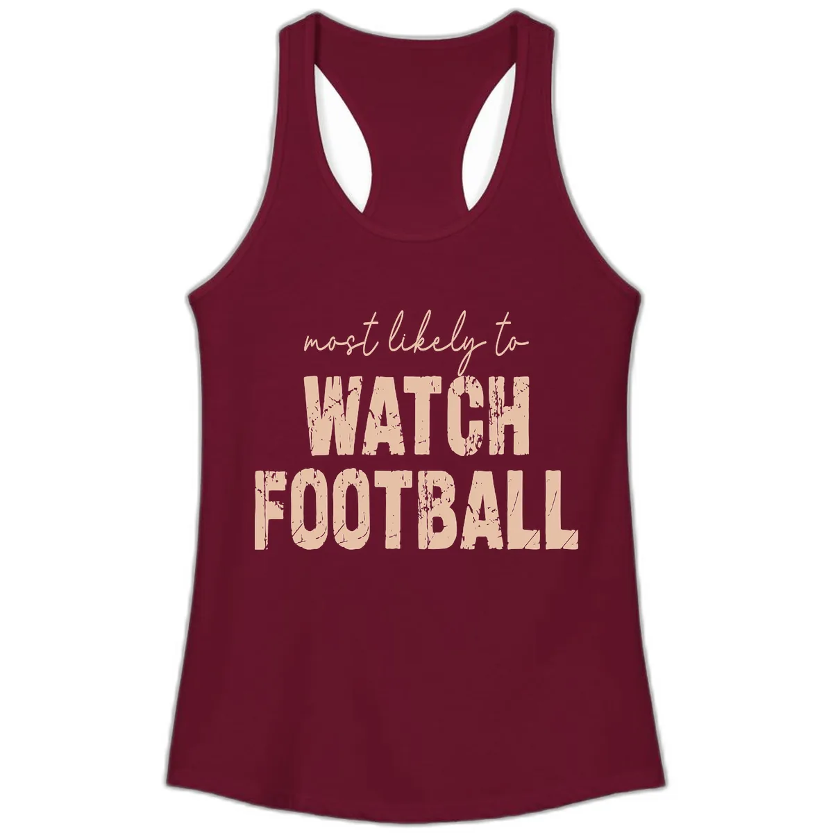 Most Likely To Watch Football Ladies Tank in Solid Cardinal Red