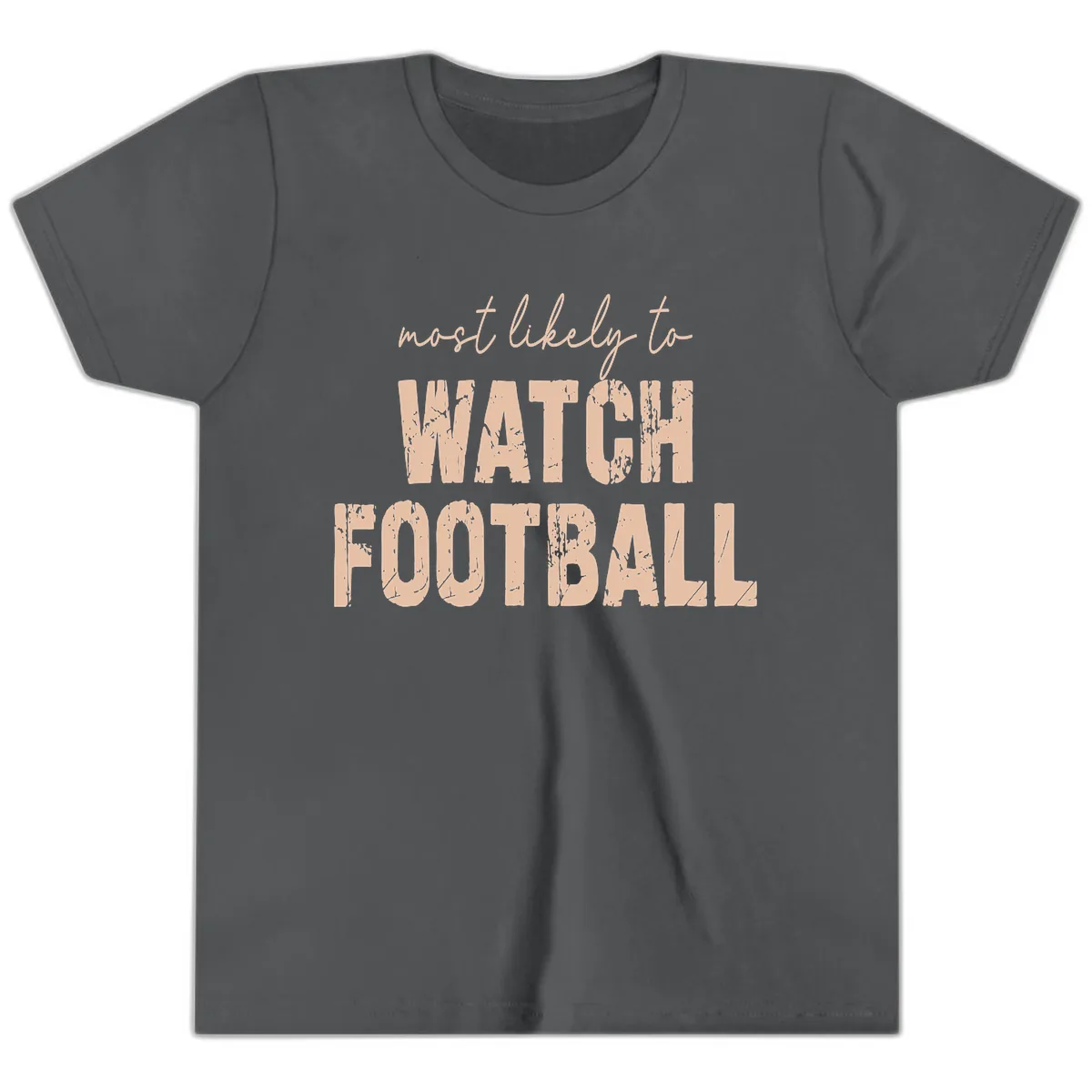 Most Likely To Watch Football Youth T-Shirt in Asphalt