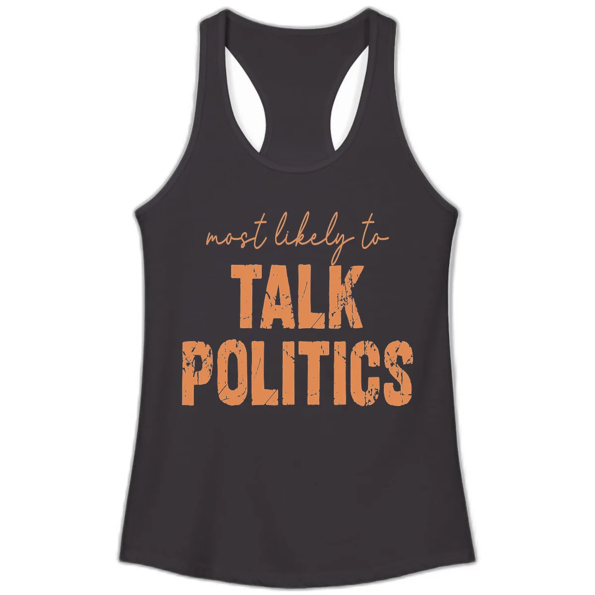 Most Likely To Talk Politics Ladies Tank in Black