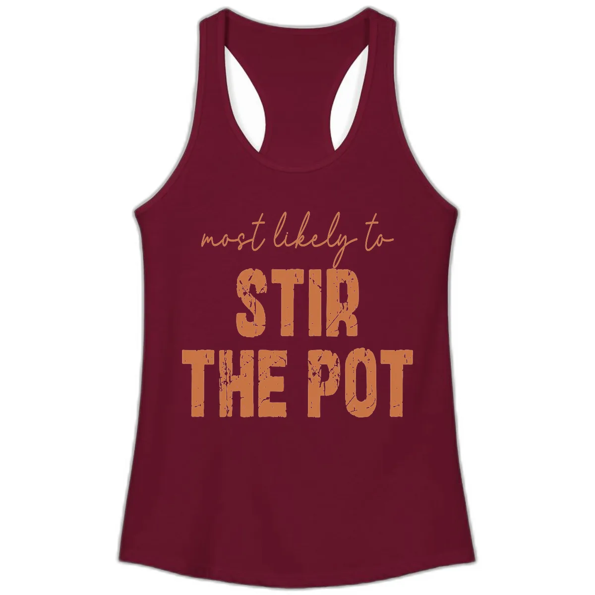 Most Likely To Stir The Pot Ladies Tank in Solid Cardinal Red