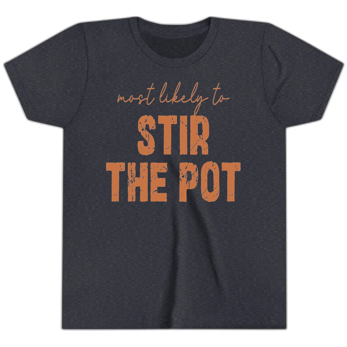 Most Likely To Stir The Pot Youth T-Shirt in Heather Navy
