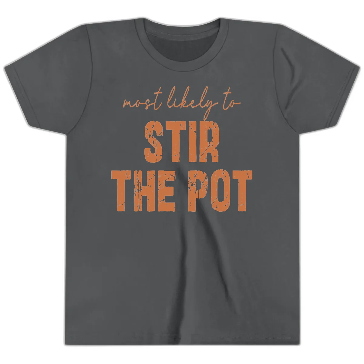 Most Likely To Stir The Pot Youth T-Shirt in Asphalt