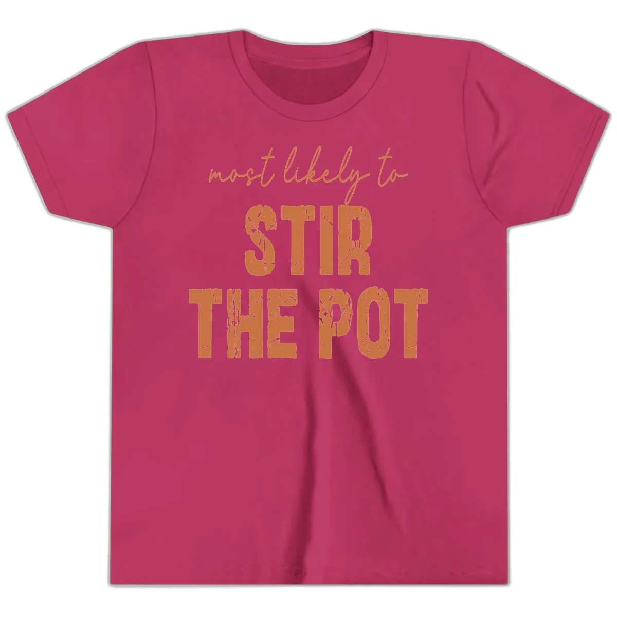 Most Likely To Stir The Pot Youth T-Shirt in Berry