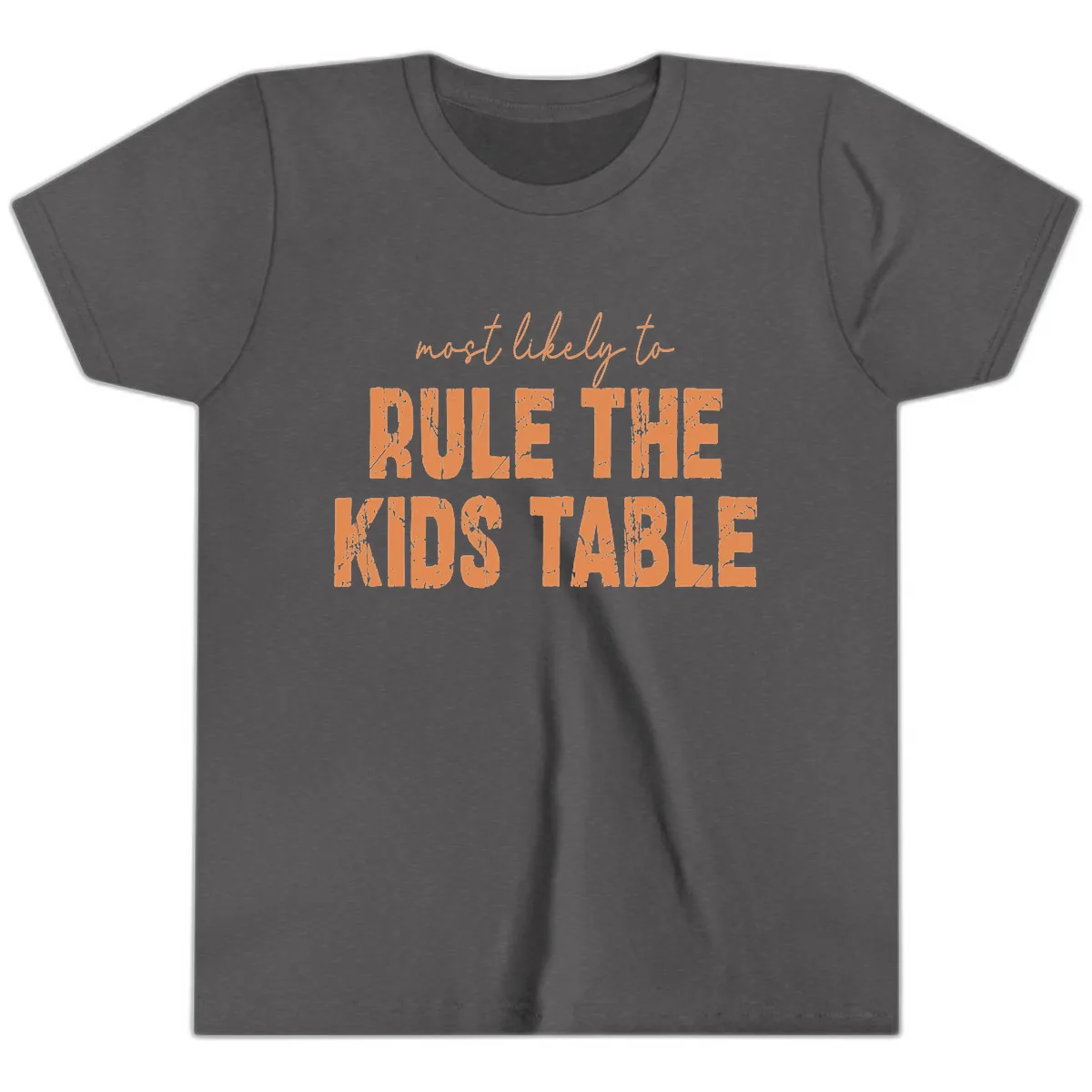 Most Likely to Rule the Kids Table Youth T-Shirt in Dark Heather Grey