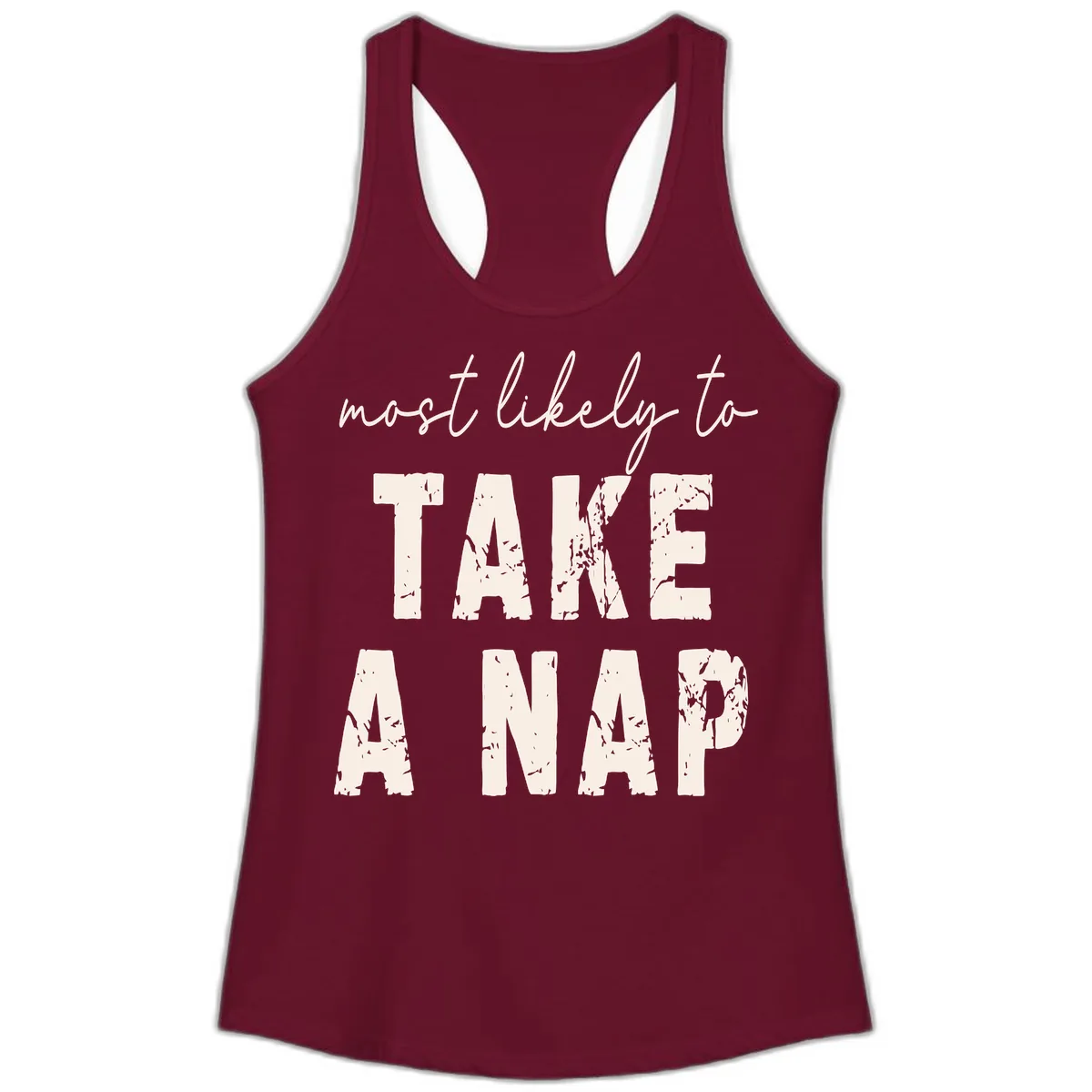 Most Likely To Take A Nap Ladies Tank in Solid Cardinal Red