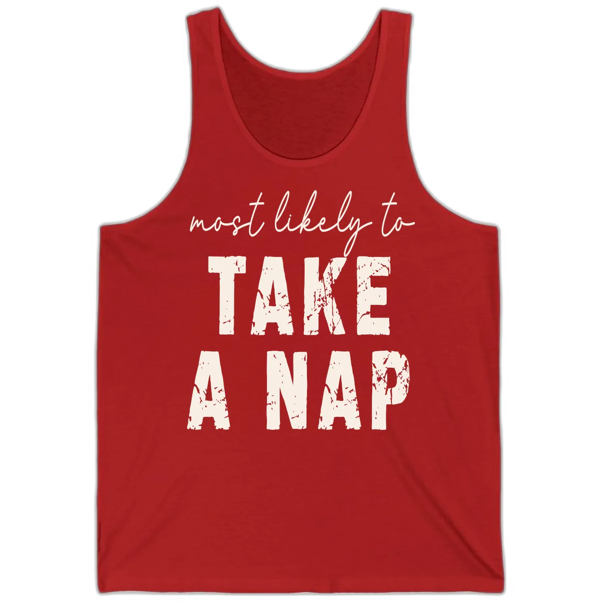 Most Likely To Take A Nap Tank in Red