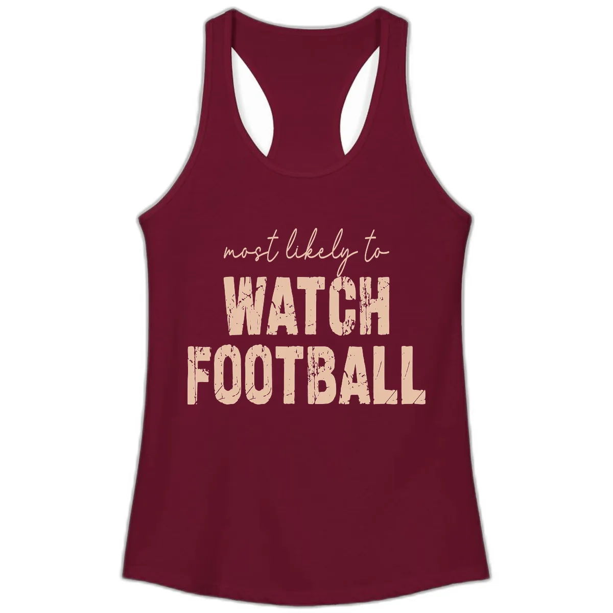 Most Likely To Watch Football Ladies Tank in Solid Cardinal Red