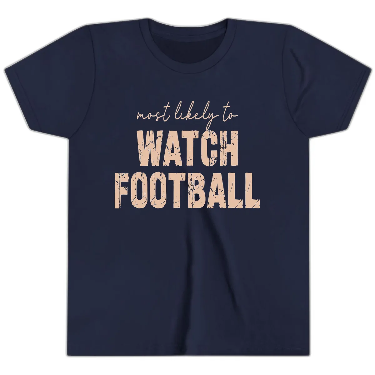 Most Likely To Watch Football Youth T-Shirt in Navy